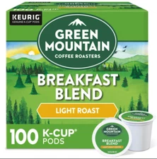 Green Mountain Coffee Breakfast Blend K-Cup Pods, 100 ct,