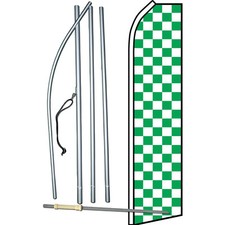 Green And White Checkered Complete Swooper Flag Bundle