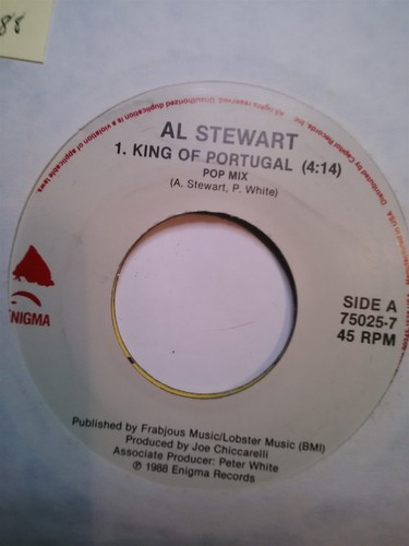 Al Stewart, King of Portugal ~ HTF 1988 Enigma 45 +juke strip