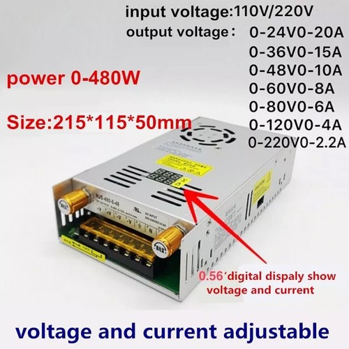 480W 0-24V 0-20A Digital Display Switching Power Supply Adjustable Voltage - Picture 4 of 15