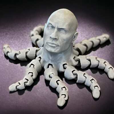 3D Printed Rocktopus, The Rock, Articulated Fidget, Dwayne Johnson, Octopus