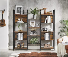 Large Industrial Bookcase Rustic Metal Ladder Shelf Unit Vintage Display Cabinet