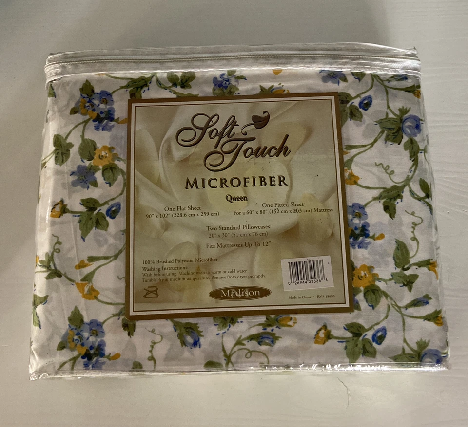 Juego de Sábanas Madison Microfibra Flor Floral Queen Sin Hierro Tacto Suave Nuevo Foto 2 de 2
