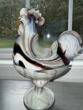 L.E. Smith Glass Co. Rooster Slag Glass Absolutely Stunning Color