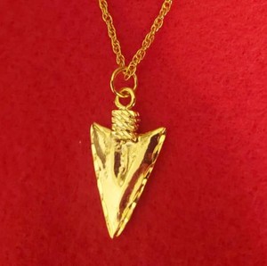 Authentic 14KT GOLD PLATED ARROWHEAD CHARM PENDANT WITH 16-30" ROPE CHAIN NECKLACE- 2756