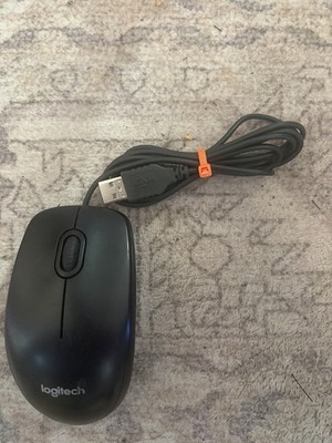 Logitech B100 Wired Optical Computer Mouse Black USB M-U0026 Tested Working