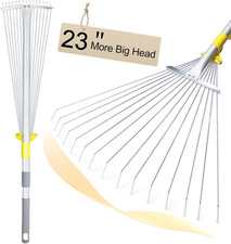JARDINEER Adjustable Rakes for Leaves, Larger Garden Leaf Rake for Lawns Grass w