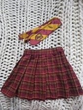 Harry Potter Gryffindor Tie Burgundy Plaid Skirt Costume Set One Size Stretch