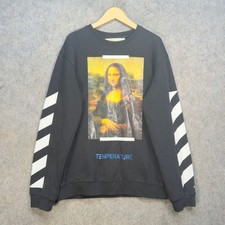 Maglione dipinto Gioconda bianco sporco uomo grande Virgilio Abloh freccia logo designer