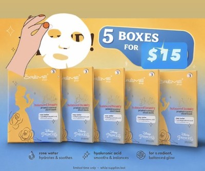 NEW The Creme Shop Belle Balanced Beauty Printed Essence Sheet Mask (5cs/3 Pack)