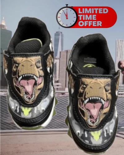 Jurassic World Toddler Boys SIZE 5 Light-Up Sneakers T-Rex Athletic Shoes - Picture 1 of 24