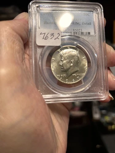 1967 P KENNEDY SILVER HALF DOLLAR PCGS UNC - DETAILS - HARSHLY CLEANDED -
