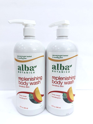 LOT OF 2 ALBA BOTANICA REPLENISHING BODY WASH, HONEY MANGO, 32 FL OZ