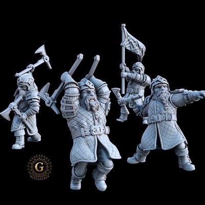 Dwarf Axethrowers  28mm Fantasy Unpainted Resin Wargame Miniatures