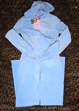 JUICY COUTURE Velour OG Bling Tracksuit Set Frosted Light Blue Small❄️