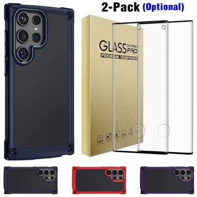 For Samsung Galaxy S22 Ultra/S23 Ultra Case Slim Hard Phone Cover/Tempered Glass