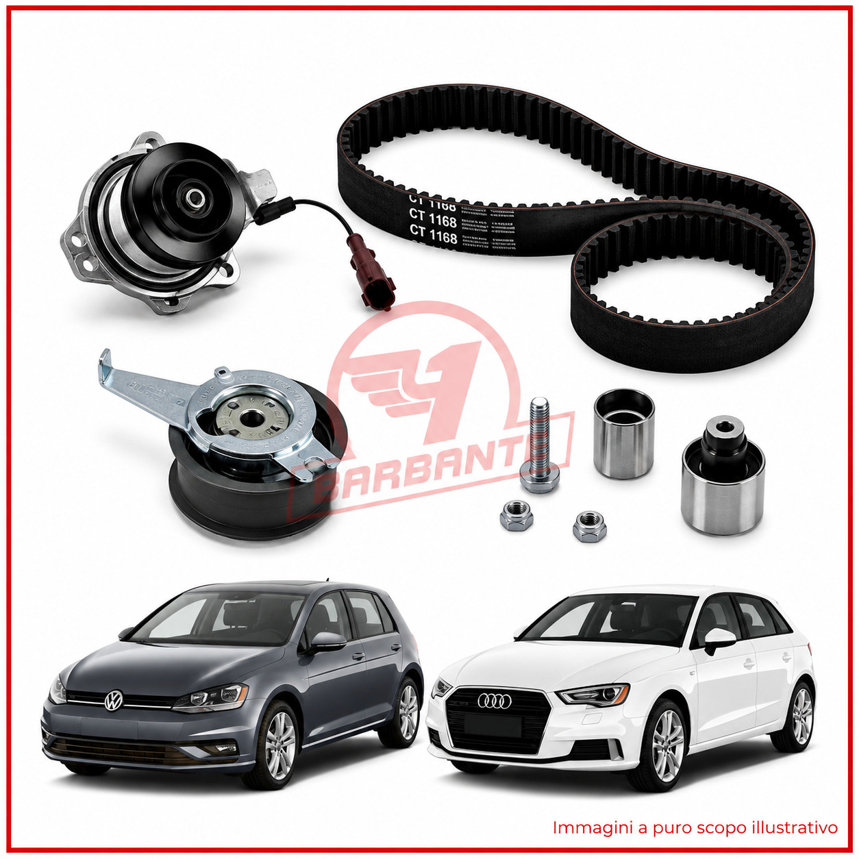 KIT DISTRIBUZIONE CON POMPA ACQUA CON SENSORE AUDI VW 1.6 2.0 DIESEL GOLF VII A3