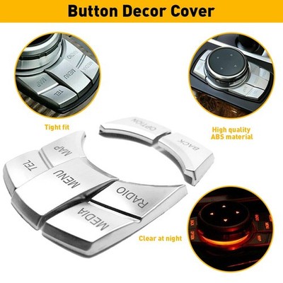 Chrome Multi-Media 7 Button Cover Decor Trim For BMW F10 M1 2 Series iDRIVE EXD