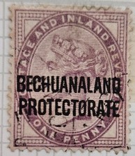 Bechuanaland Protectorate Overprint on GB QV 1d Lilac Revenue - Used - Scott #8