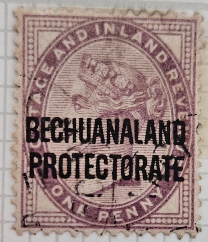 Bechuanaland Protectorate Overprint on GB QV 1d Lilac Revenue - Used - Scott #8