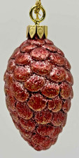 Vintage Glass Pinecone Ornament Candy Cone Deep Brown Glitter Hand Blown EUC