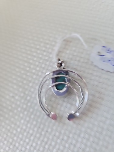 VTG Unique Silver Pendant with Tibetan Turquoise Handcarved in Sterling Silver - Picture 2 of 4