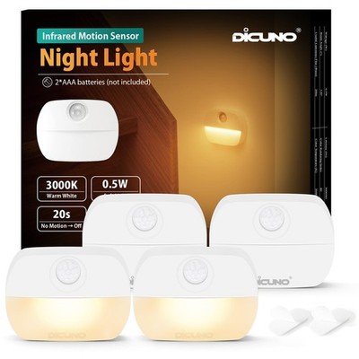DiCUNO Motion Sensor Night Light, Stick-On Nightlight with Dusk to Dawn 3000K