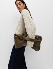 Marks & Spencer Womens Crew Long sleeved Button Cardigan in Oatmeal - M&S