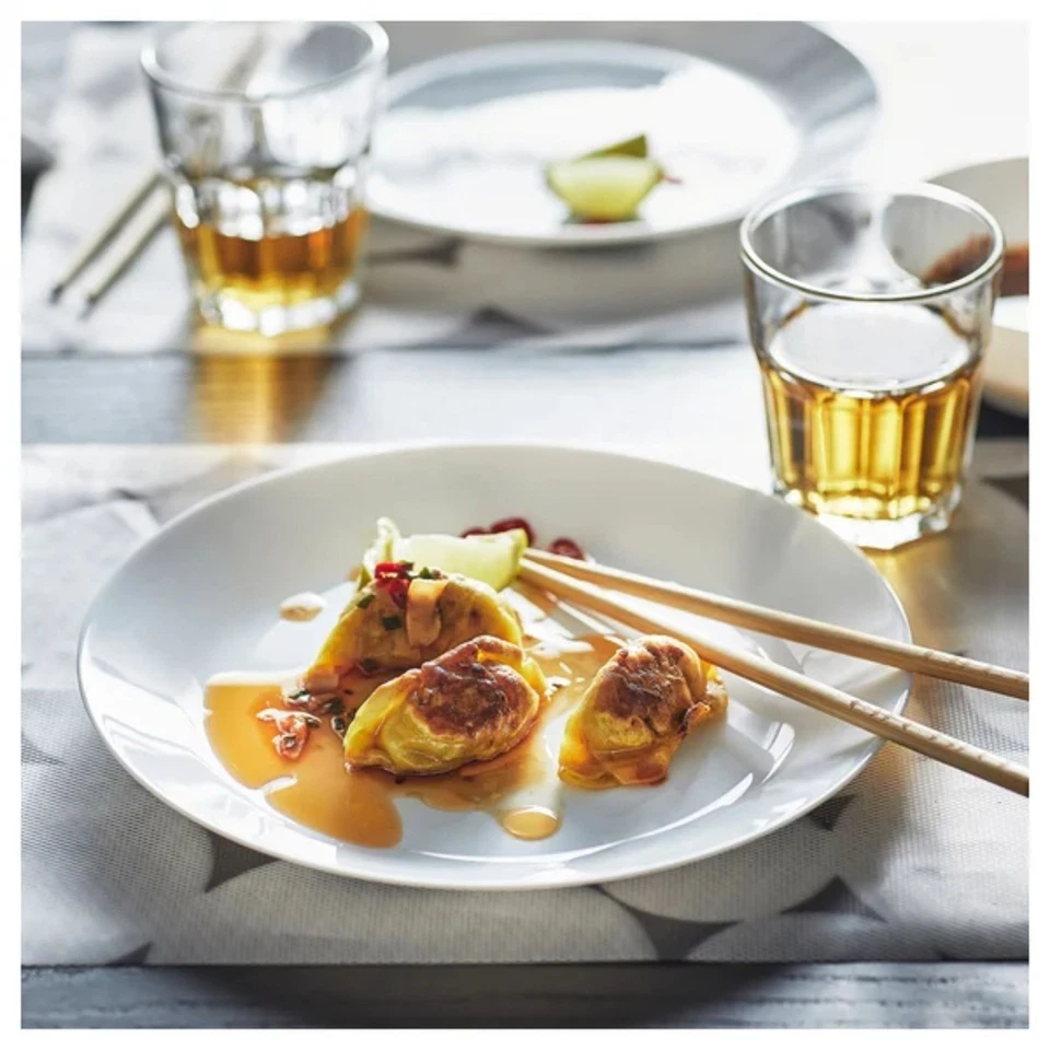 24 Pc Ikea White Dinnerware Set Bowl 15cm Plate 25cm Side 19cm Deep Plate 20cm - Image 3 of 4