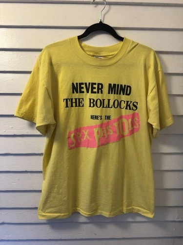 RARE❗️SEX PISTOLS Vintage 80s Band Tee T Shirt Yellow Punk V 1980s vintage concert t-shirt, vintage, single stitch, B+ condition