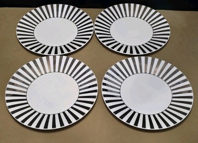 Jasper Conran Wedgwood Platinum Striped Set 4 x 23 cm Teller NIE BENUTZT 