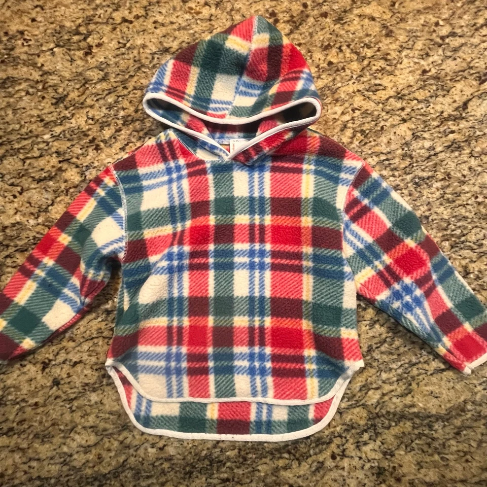 Sudadera con capucha de lana suéter a cuadros Hanna Andersson para niña talla 5 Foto 2 de 4