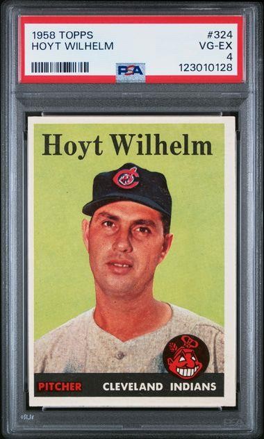 1958 Topps Baseball Card HOYT WILHELM #324 Cleveland Indians PSA 4