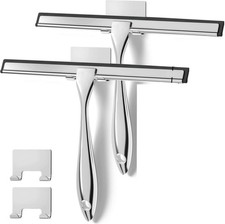 Shower Squeegee with hook window glass door All-Purpose Stainless Steel 2-Pack