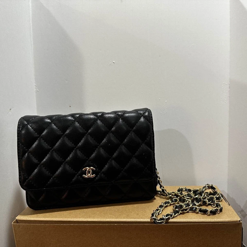CHANEL Wallet On Chain Black Caviar Leather Gold Hardware Quilted Flap - Image 2 of 4