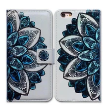 Bcov iPhone 8/7/SE 2022 green mandala pattern leather wallet cover 