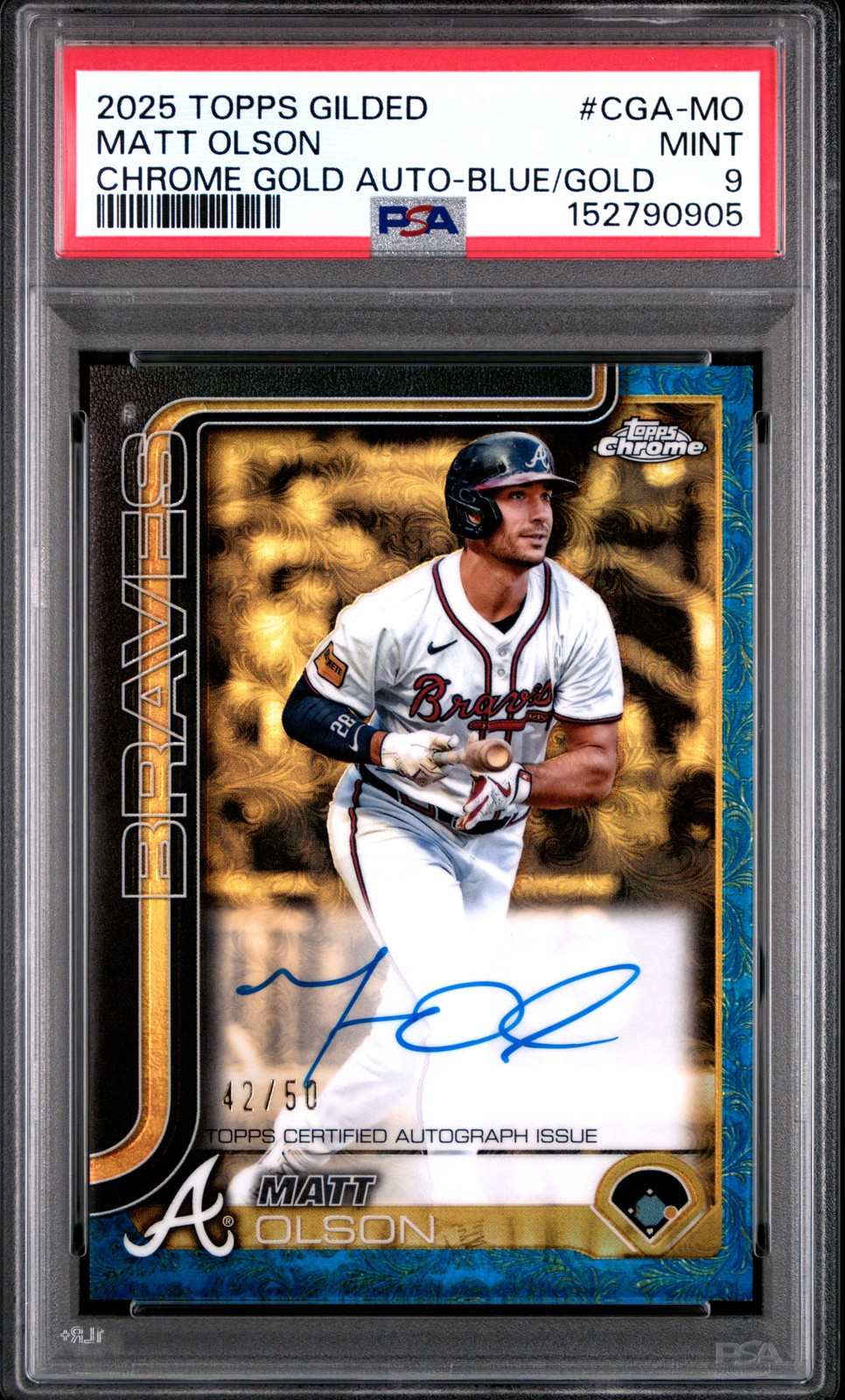 2025 TOPPS GILDED COLLECTION TOPPS CHROME GOLD AUTOS MATT OLSON 42/50 PSA 9