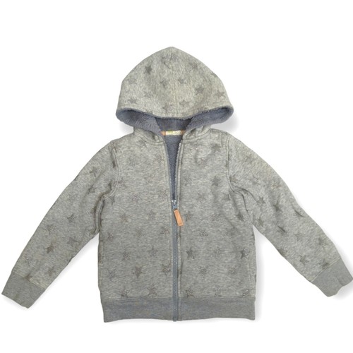Crazy 8 Girl's Silver Glitter Star Sherpa Hoodie Full Zip Jacket Size Small - 第 1/4 張圖片