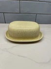 Vintage Speckled Yellow MCM Bauer Butter Dish And Cover