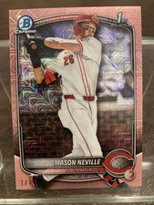 2025 Bowman Draft Mason Neville 1st Rose Gold Mega Refractor #1/1 Reds BDC-109