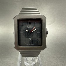 Citizen CQ Watch Women 28mm Black Dial Gray Tone Rectangle 3630 New Battery