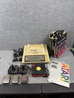 Vintage Atari 400 Computer Bundle Trackball 2 Joysticks 3 Games Tested