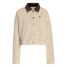 Women's Adidas Originals Khaki Oversized Cotton Canvas Track Top Jacket New 130