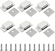 Litoexpe 6 PCS Magnetic Door Catch White, Heavy Duty Single Magnetic Catch 15Lb