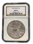 1996 American Silver Eagle $1 Dollar Coin One Troy Ounce 0.999 Fine NGC MS69