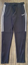 Adidas Climalite Track Pants Girls Sz Youth SM Black/Wht Stripes Zippers Pockets
