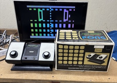 Vintage Atari 1st Model Tele-Games Pong Video Game W/ Box Working See Clip  Pics