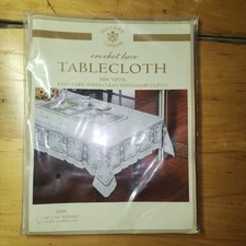 vintage Sultan's Linens Holiday Vinyl Lace Tablecloth 54" x 54" Square NOS