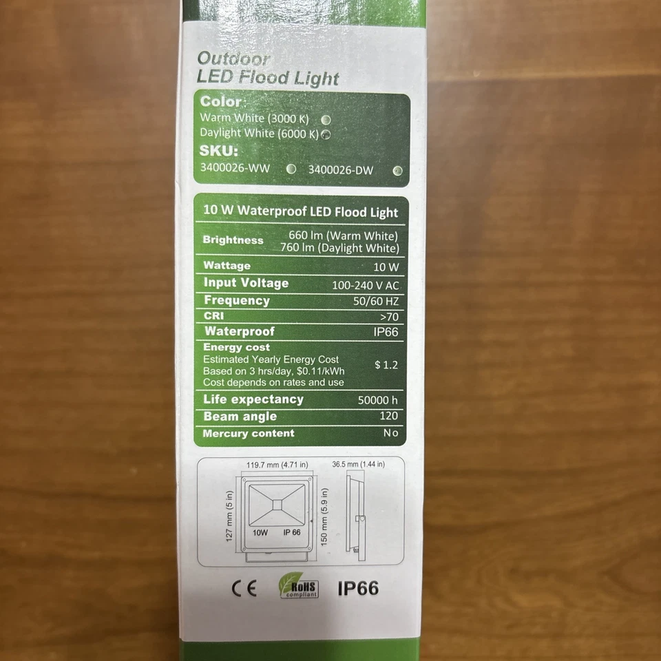 Proyector de Seguridad LED Exterior Jardín Casa Luces de Seguridad 10W IP66 Impermeable Foto 2 de 3