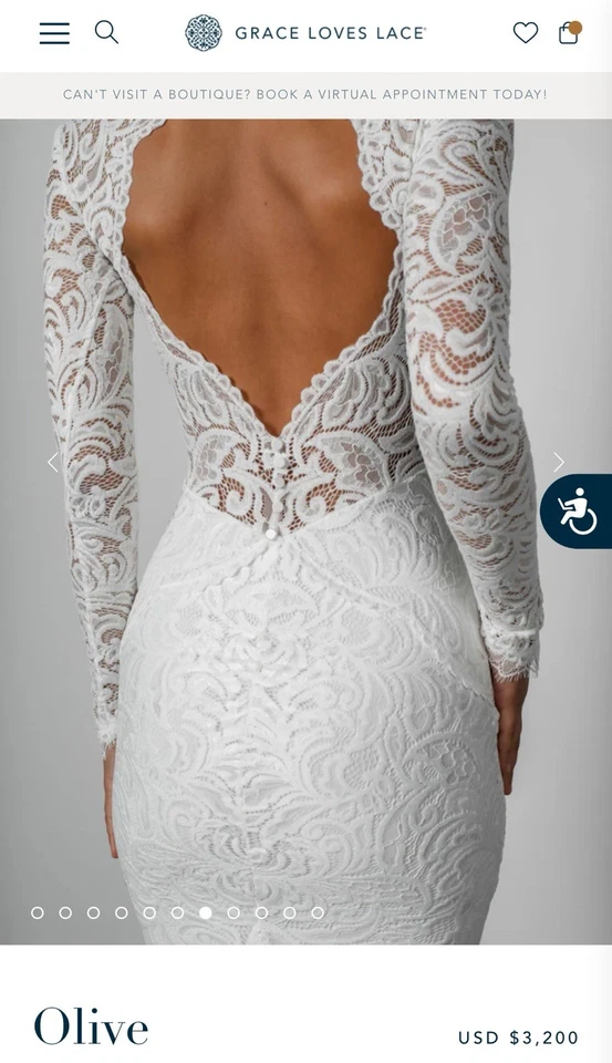 Vestido de novia Grace Loves de encaje "OLIVE" difícil de encontrar talla 2/4 S/M pequeño 2 mediano 4 Foto 4 de 4